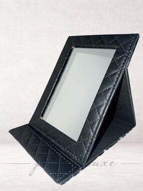 Quilted Foldable Black Vanity Mirror